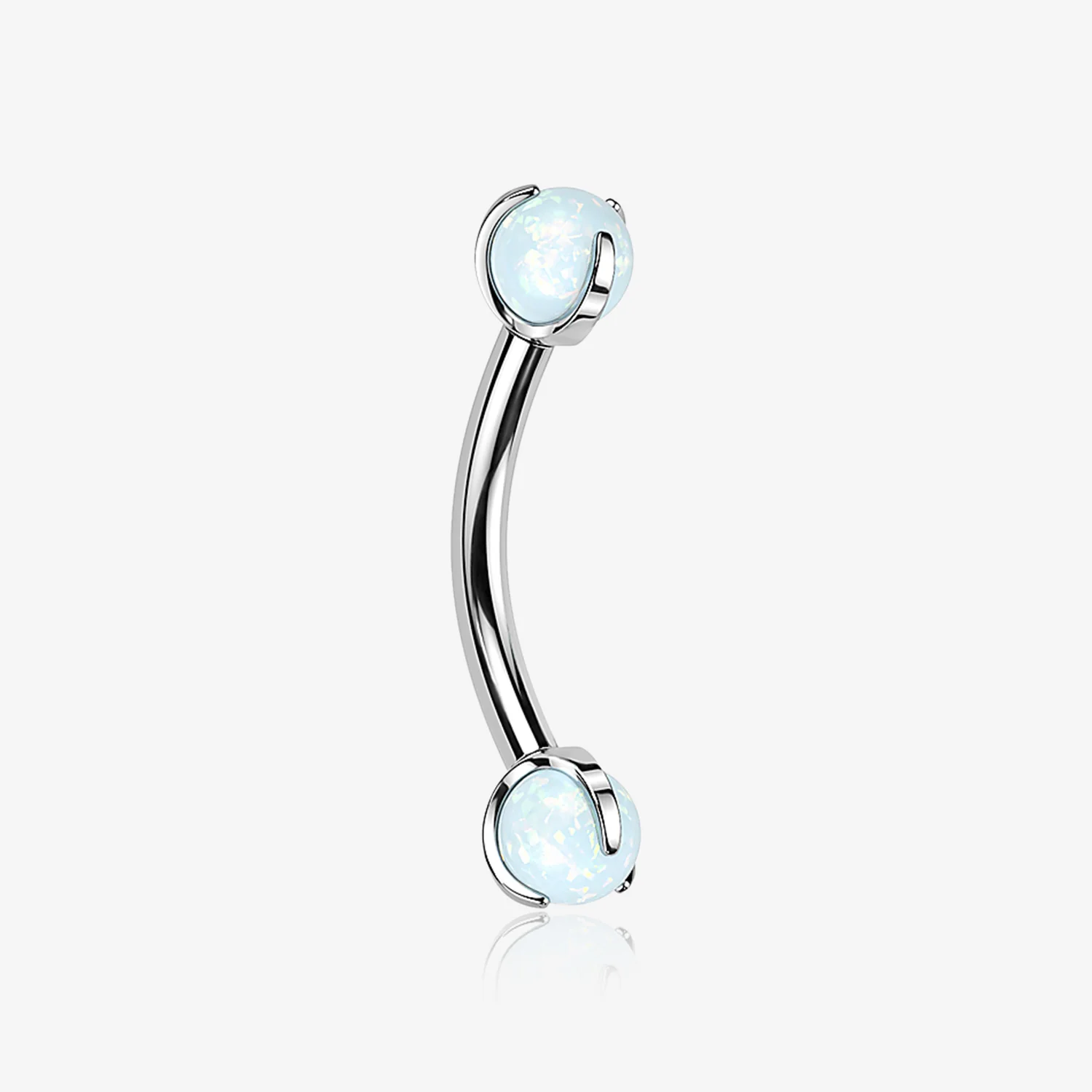 Implant Grade Titanium Fire Opal Ball Claw Prong Set Internally Threaded Curved Barbell