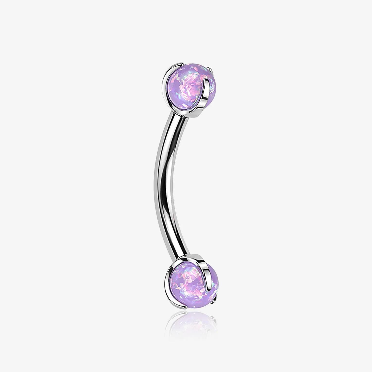 Implant Grade Titanium Fire Opal Ball Claw Prong Set Internally Threaded Curved Barbell