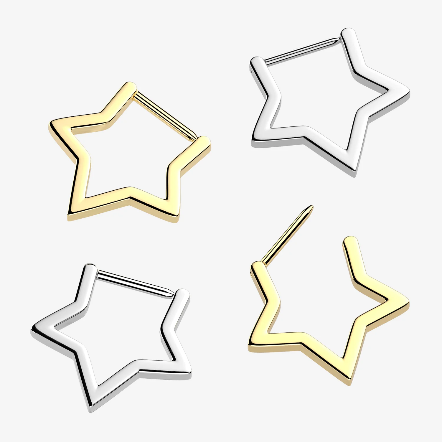 Implant Grade Titanium Golden Basic Hollow Star Clicker Hoop Ring - Image 2
