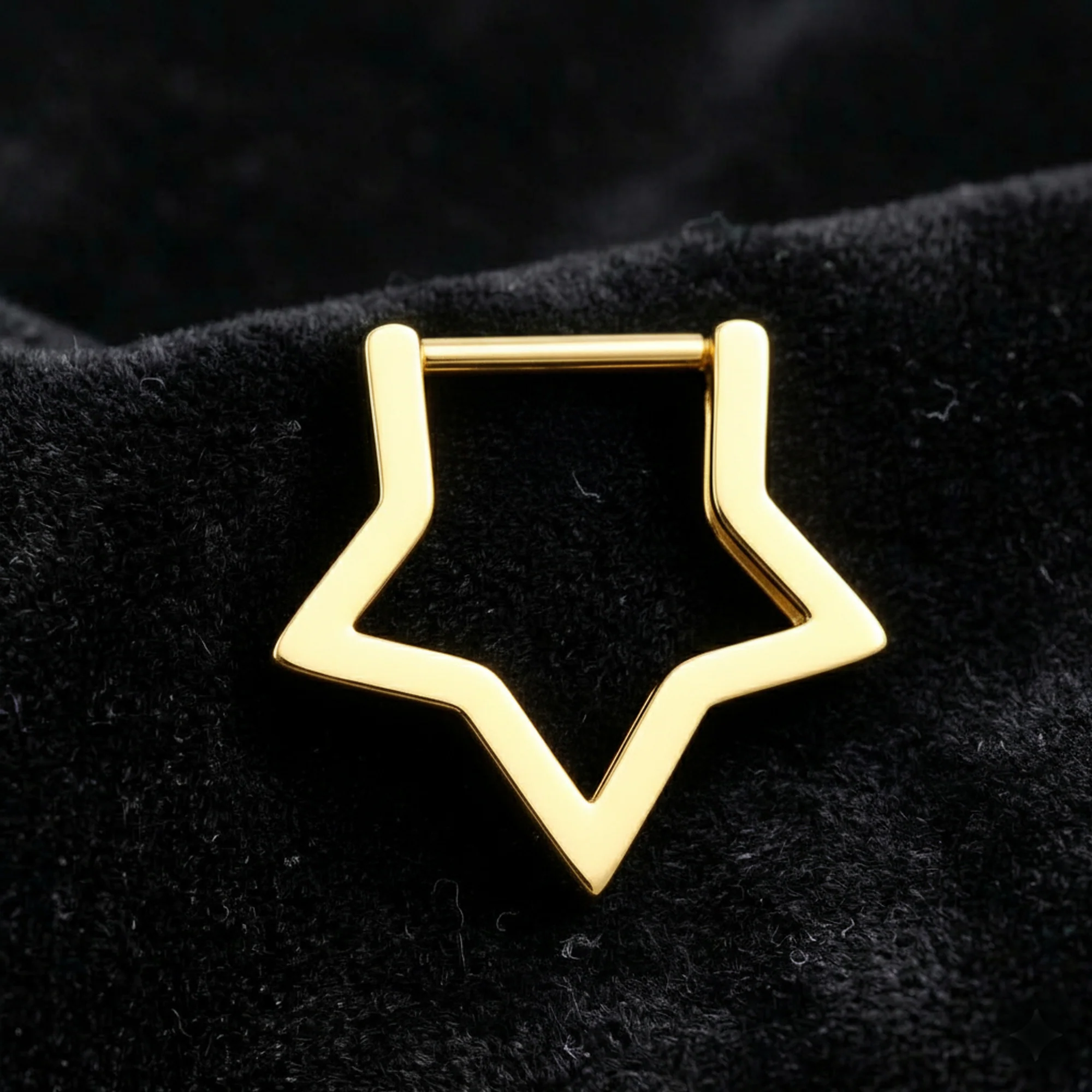 Implant Grade Titanium Golden Basic Hollow Star Clicker Hoop Ring - Image 3