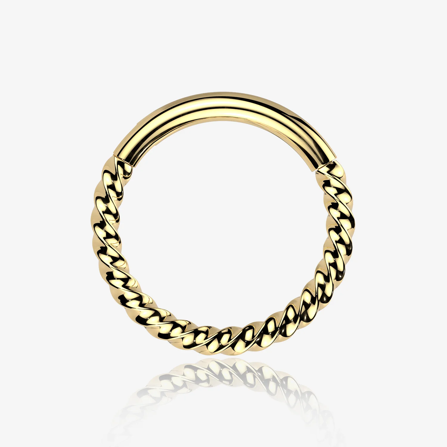 Implant Grade Titanium Golden Braided Rope Clicker Hoop Ring