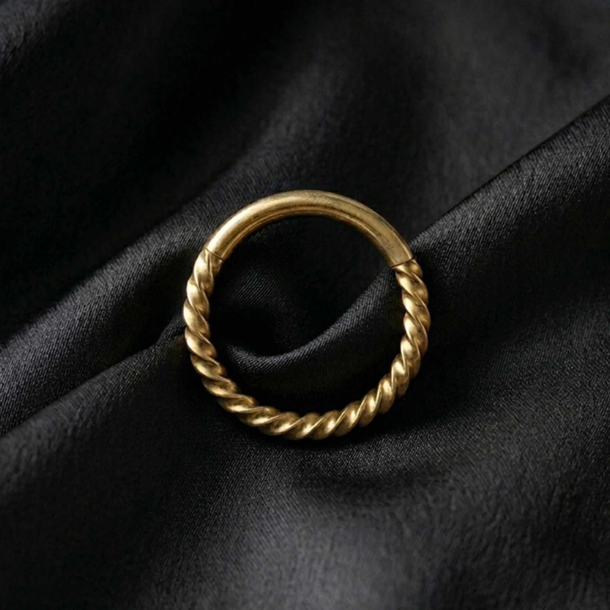 Implant Grade Titanium Golden Braided Rope Clicker Hoop Ring - Image 3