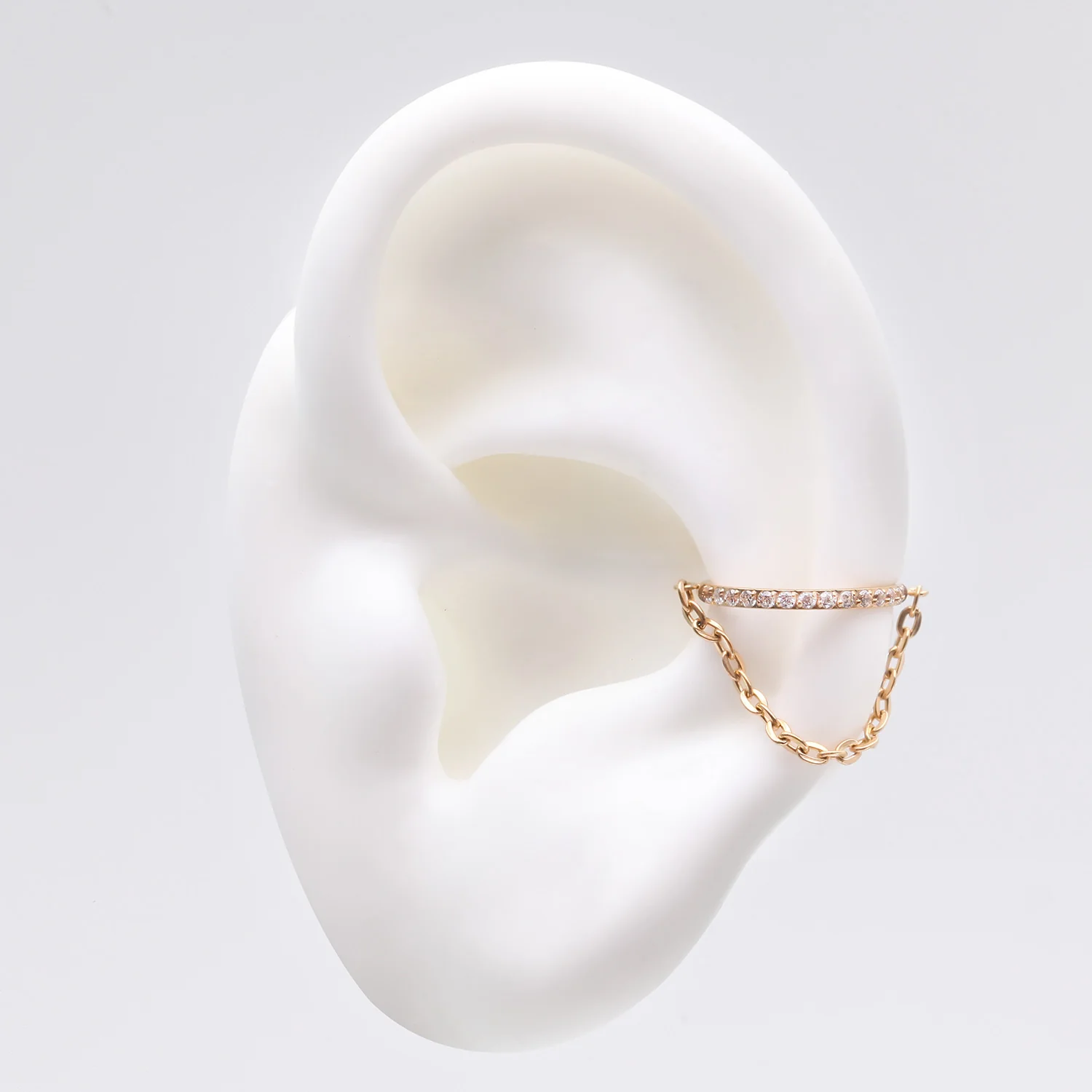 Implant Grade Titanium Golden Brilliant Sparkle Rim Chained Clicker Hoop Ring - Image 2