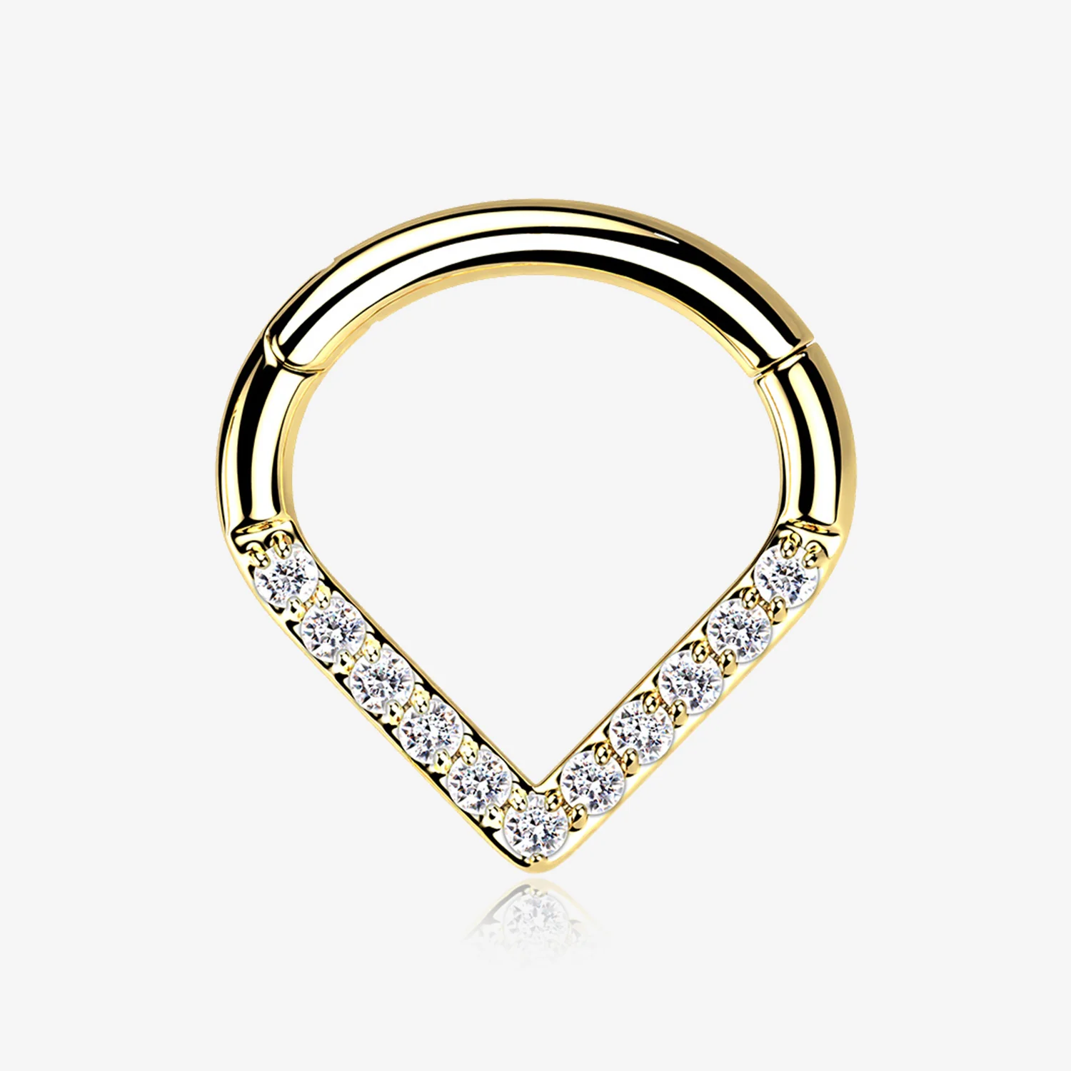 Implant Grade Titanium Golden Chevron Sparkle Lined Seamless Clicker Hoop Ring