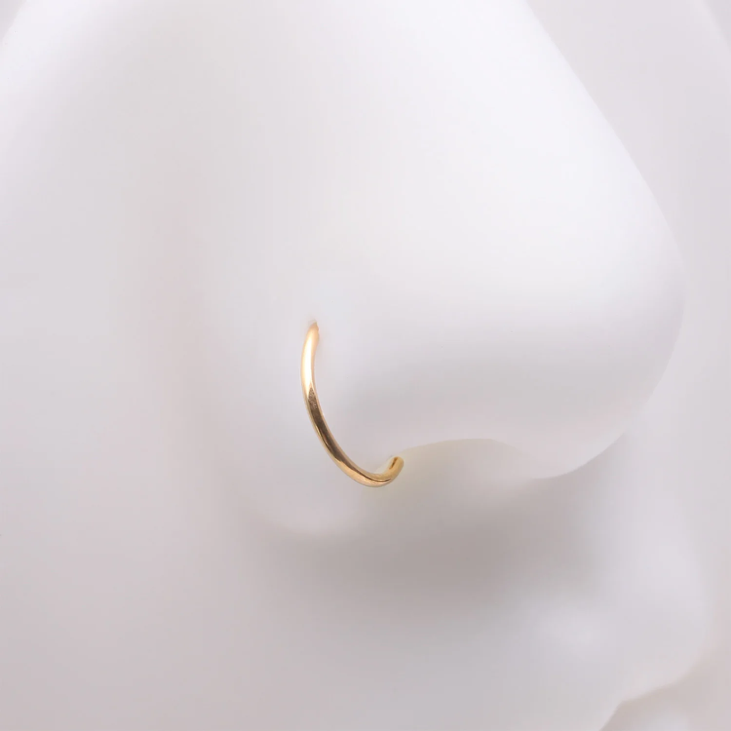 Implant Grade Titanium Golden D-Shaped Flat Circle Top Nose Hoop - Image 2