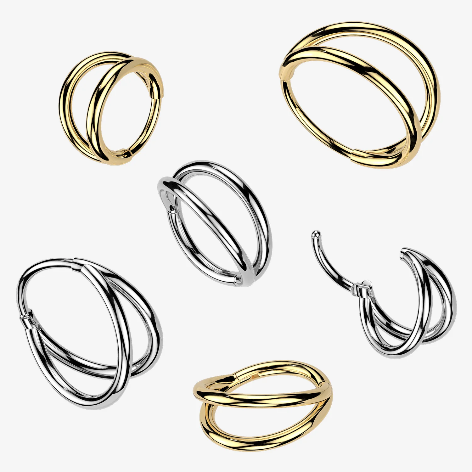 Implant Grade Titanium Golden Double Lined Clicker Hoop Ring - Image 2