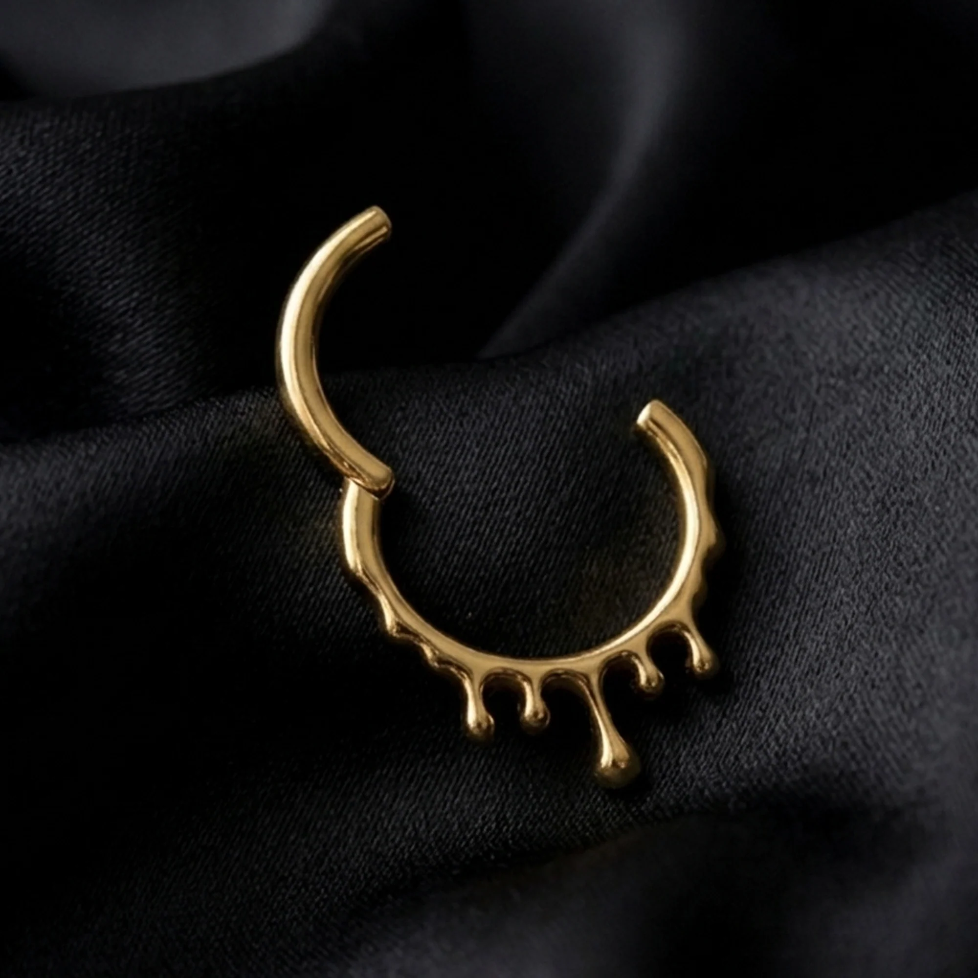 Implant Grade Titanium Golden Dripping Ooze Clicker Hoop Ring - Image 3