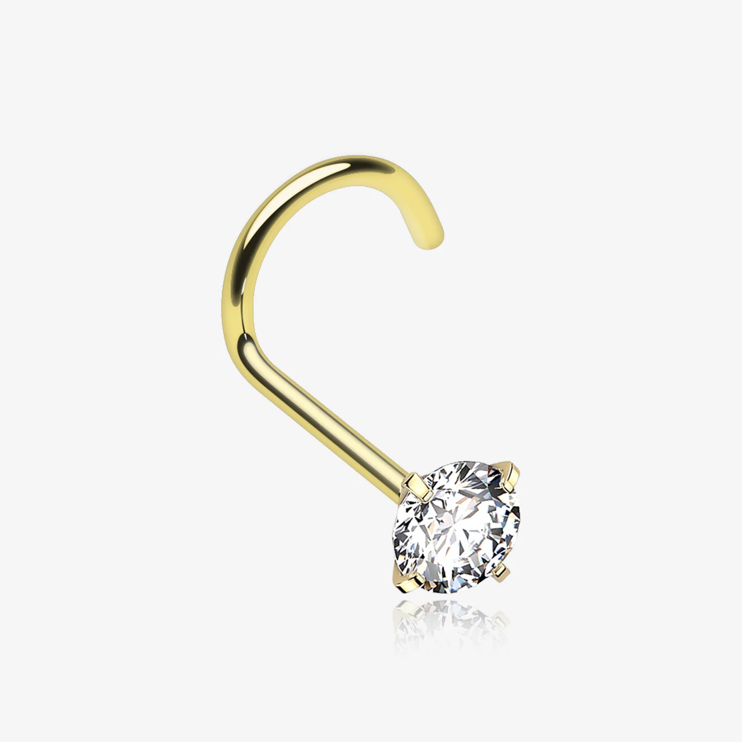 Implant Grade Titanium Golden Gem Sparkle Prong Set Top Nose Screw Ring