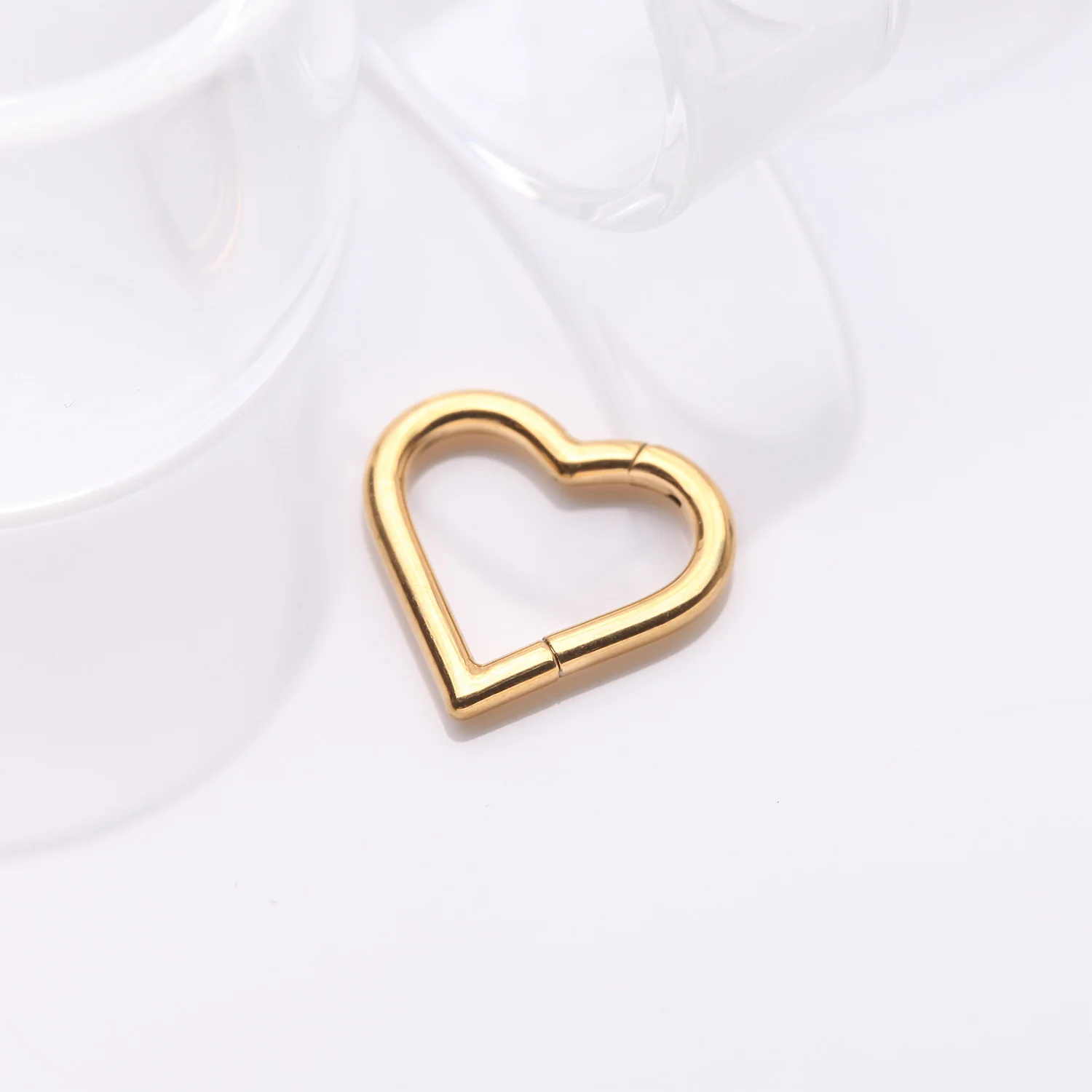 Implant Grade Titanium Golden Heart Basic Geometric Clicker Hoop Ring - Image 2