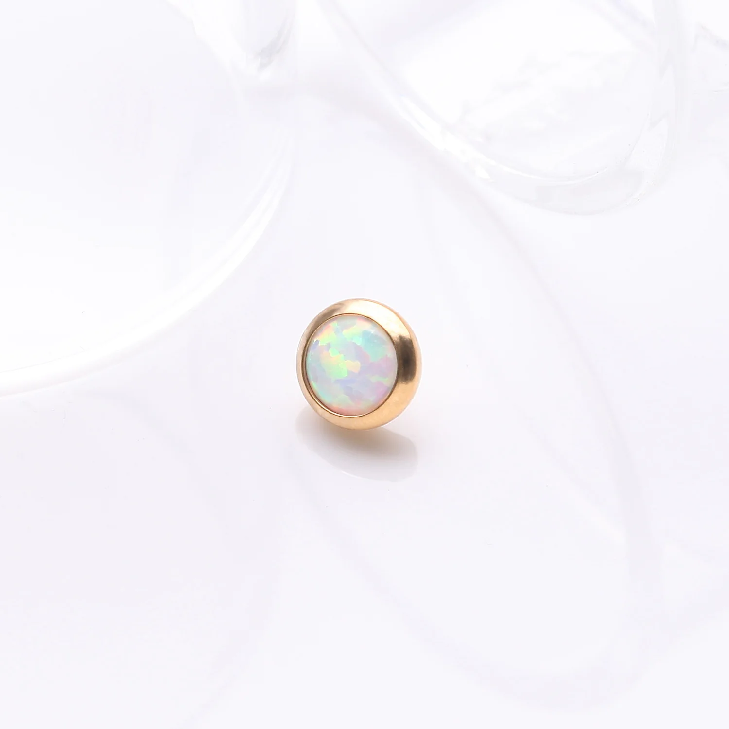 Implant Grade Titanium Golden Internally Threaded Bezel Set Round Fire Opal Part - Image 2
