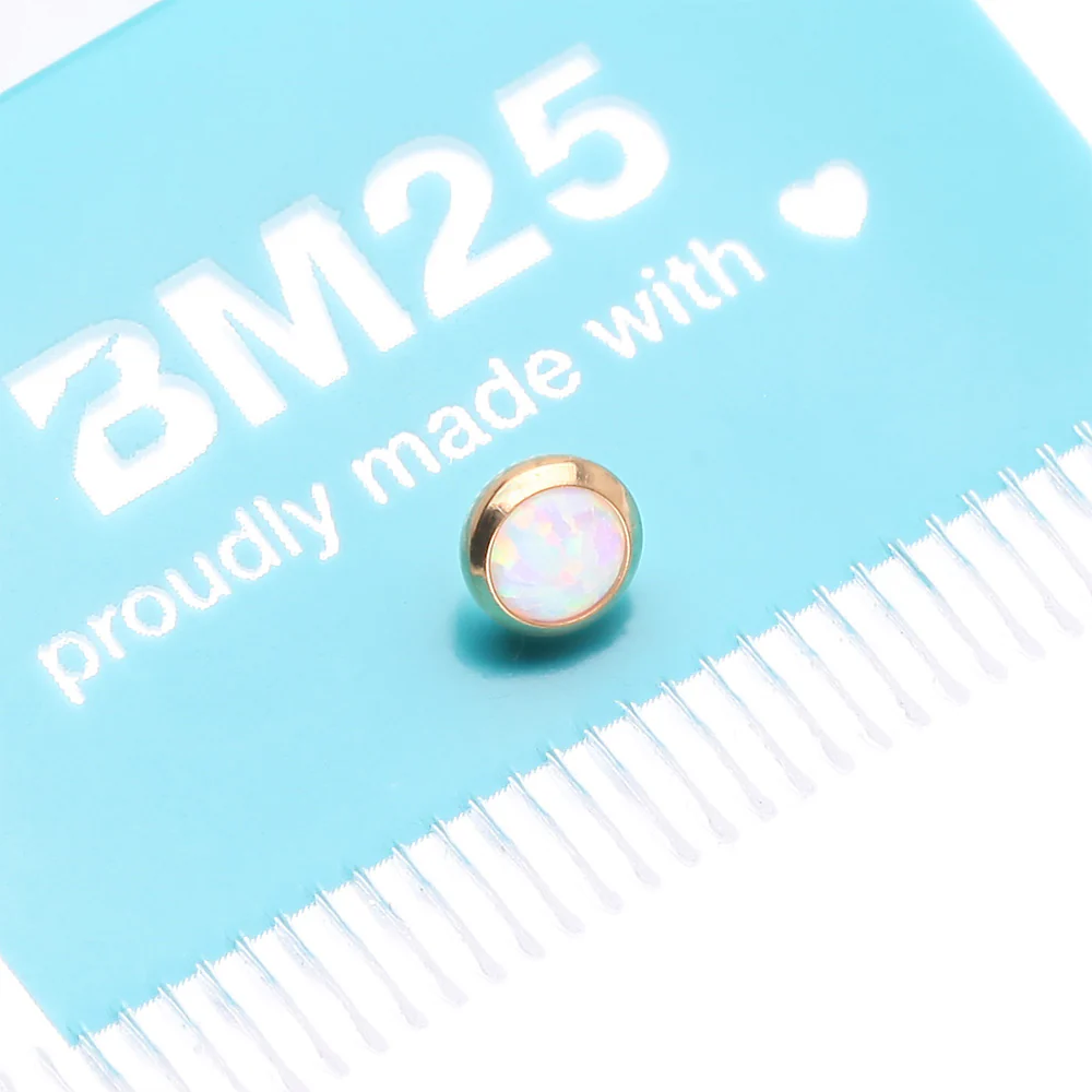 Implant Grade Titanium Golden Internally Threaded Bezel Set Round Fire Opal Part - Image 5