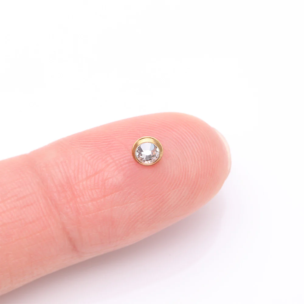Implant Grade Titanium Golden Internally Threaded Bezel Set Round Gem Part - Image 3