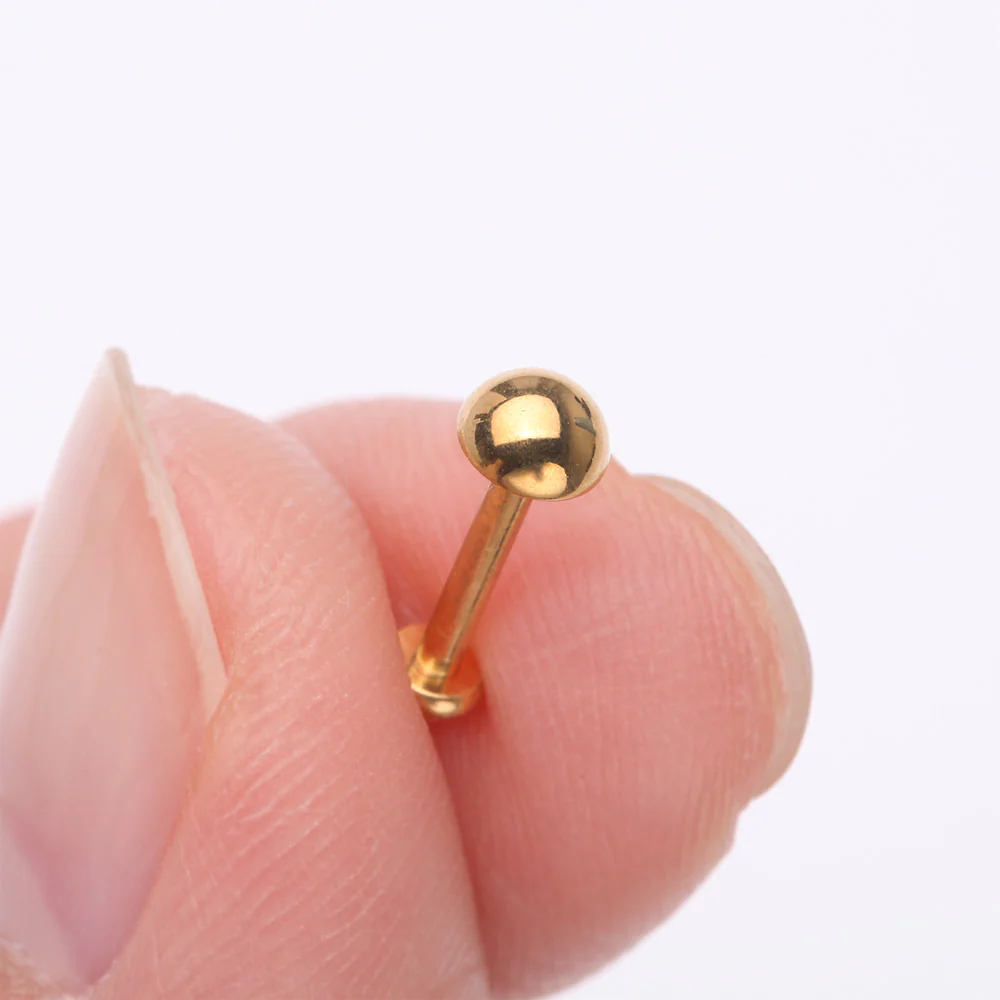 Implant Grade Titanium Golden Internally Threaded Dome Top Labret - Image 3