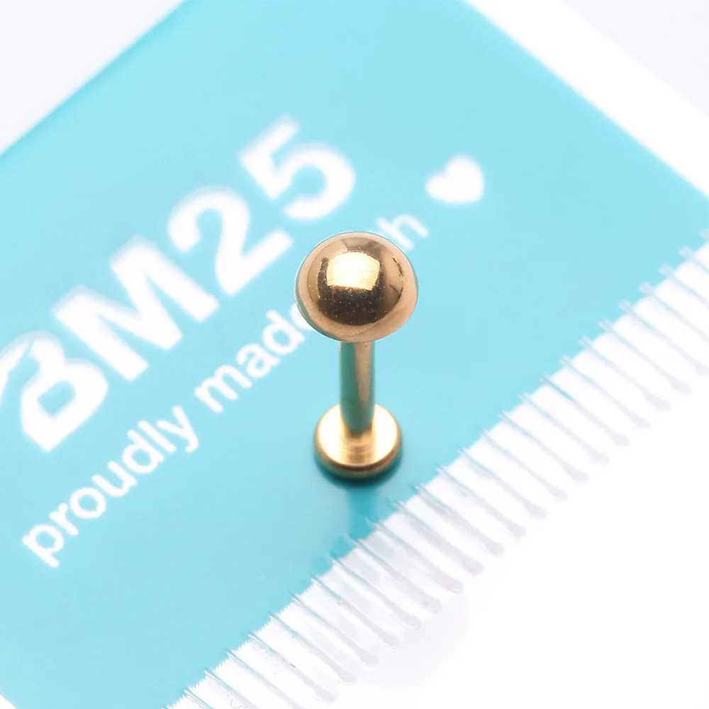 Implant Grade Titanium Golden Internally Threaded Dome Top Labret - Image 4