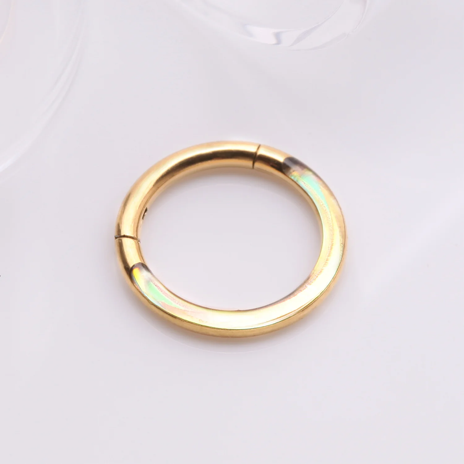 Implant Grade Titanium Golden Iridescent Revo Lined Clicker Hoop Ring - Image 2