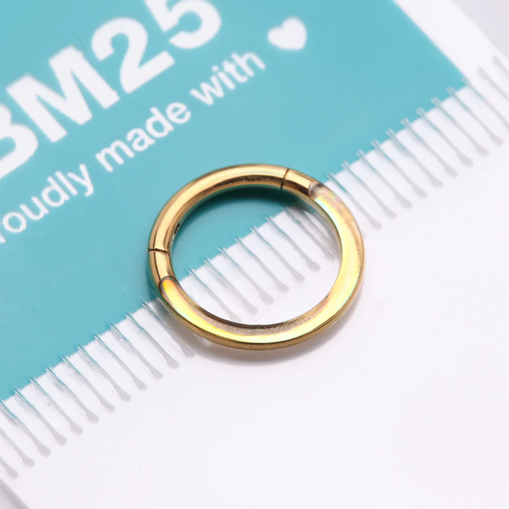 Implant Grade Titanium Golden Iridescent Revo Lined Clicker Hoop Ring - Image 5