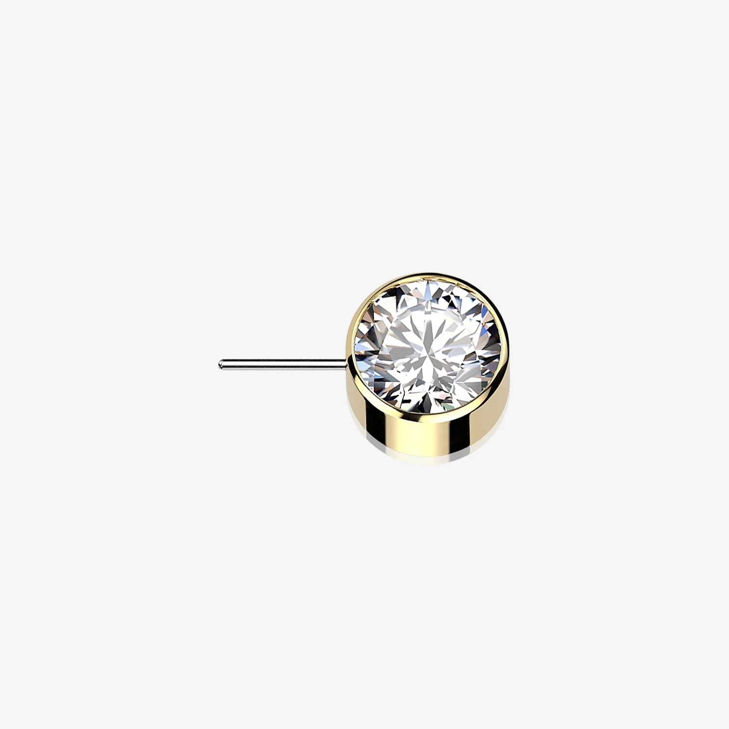 Implant Grade Titanium Golden OneFit Threadless Bezel Set Sparkle Front Facing Part