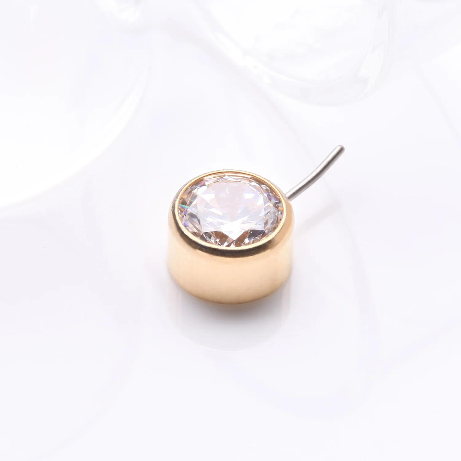 Implant Grade Titanium Golden OneFit Threadless Bezel Set Sparkle Front Facing Part - Image 2