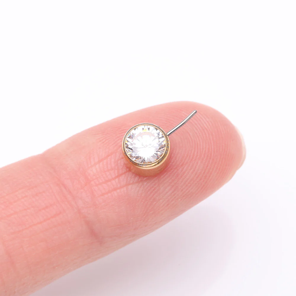 Implant Grade Titanium Golden OneFit Threadless Bezel Set Sparkle Front Facing Part - Image 3