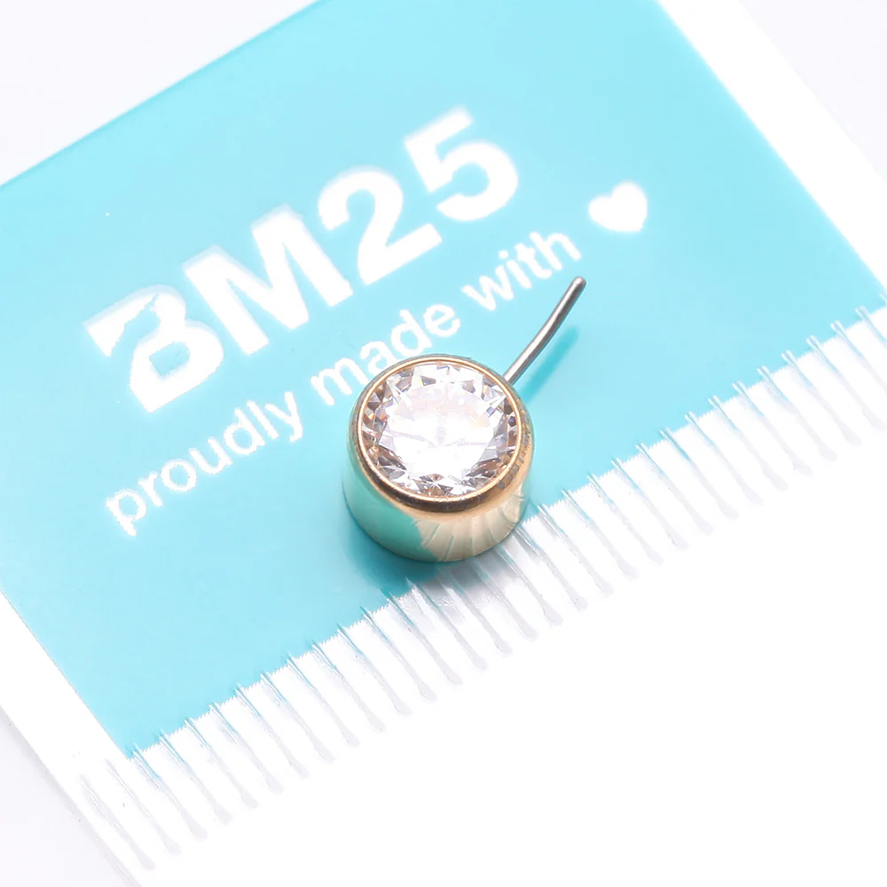 Implant Grade Titanium Golden OneFit Threadless Bezel Set Sparkle Front Facing Part - Image 4