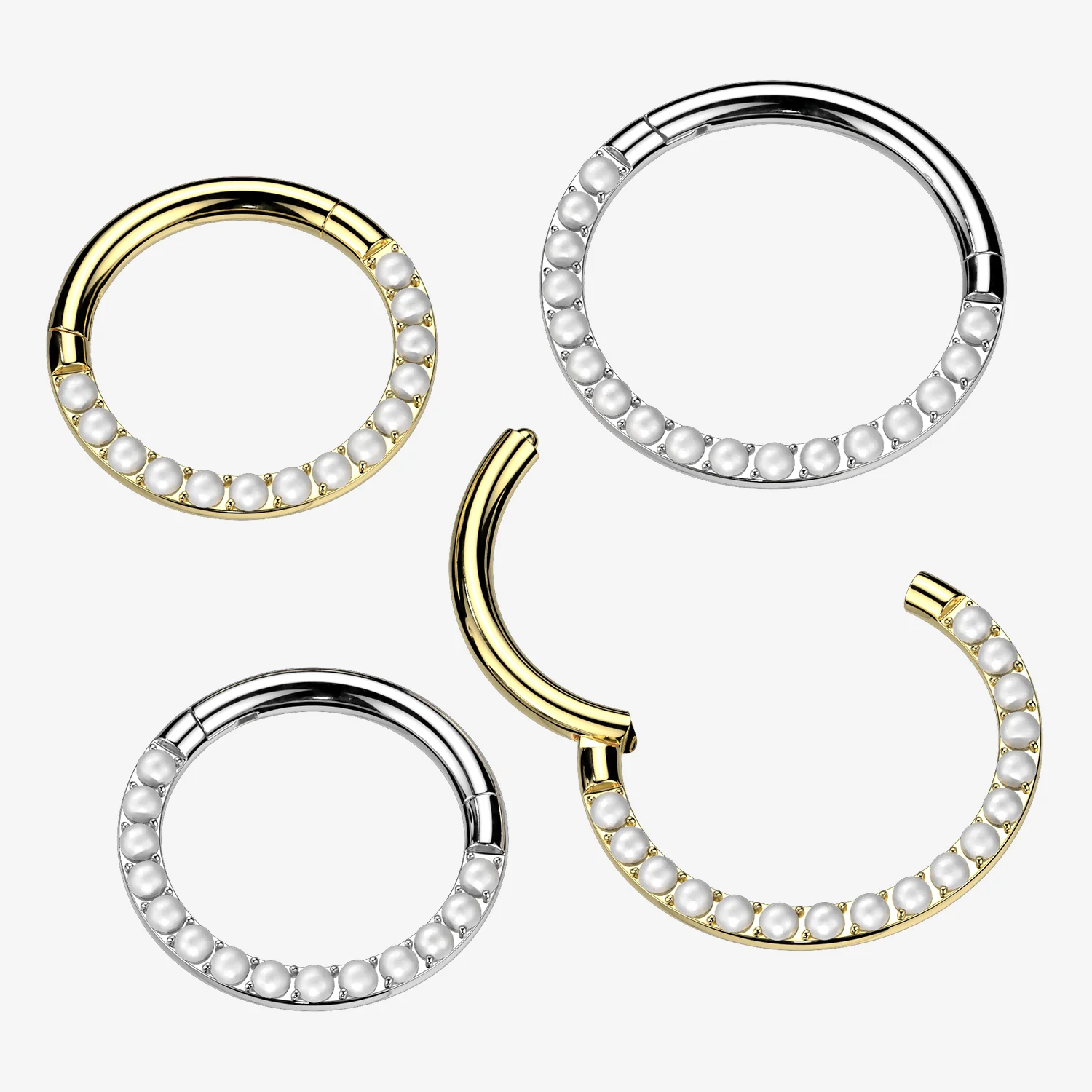 Implant Grade Titanium Golden Pearlescent Lined Clicker Hoop Ring - Image 2