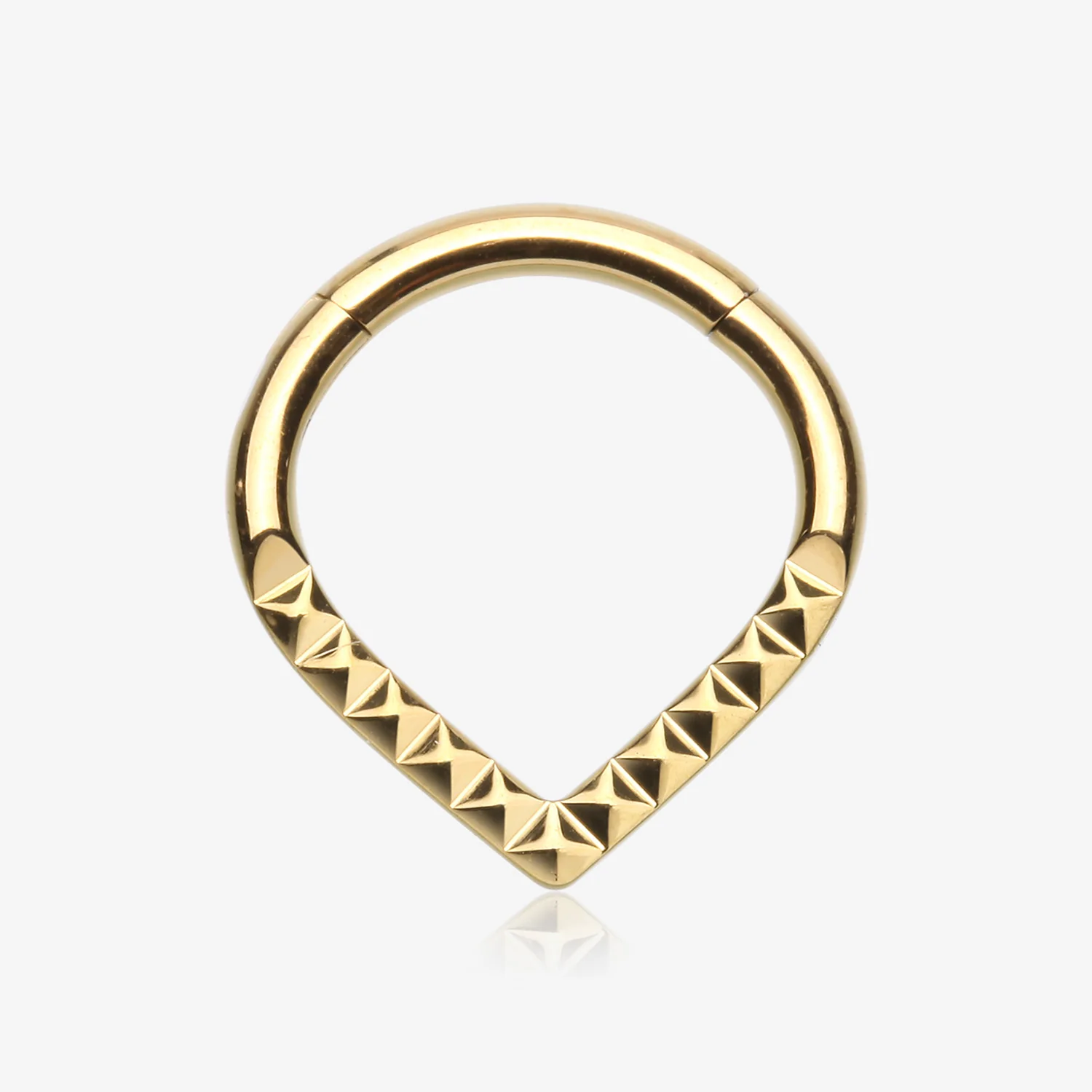 Implant Grade Titanium Golden Pyramid Studded Chevron Seamless Clicker Hoop Ring
