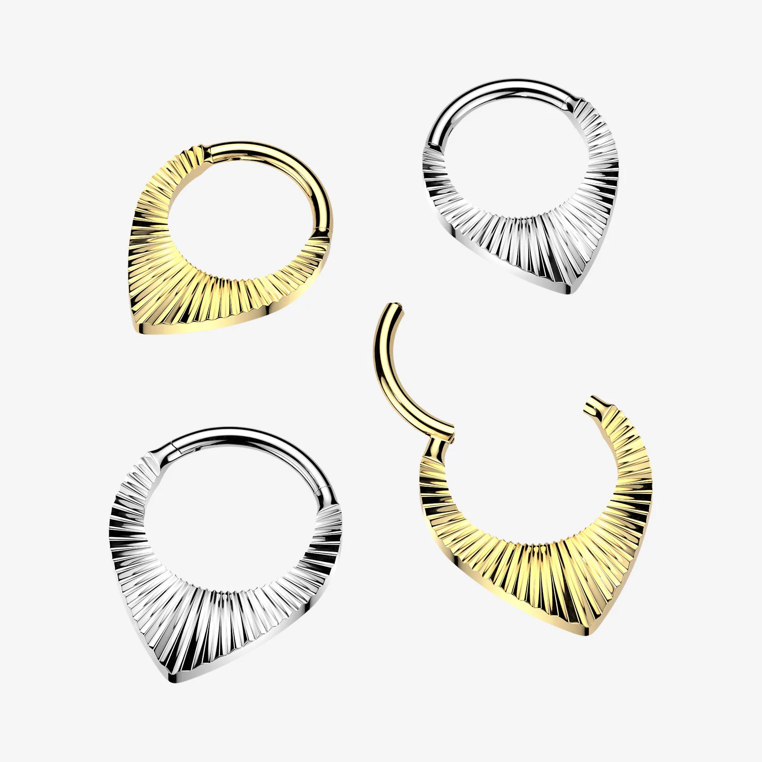 Implant Grade Titanium Golden Ray Chevron Teardrop Clicker Hoop Ring - Image 2