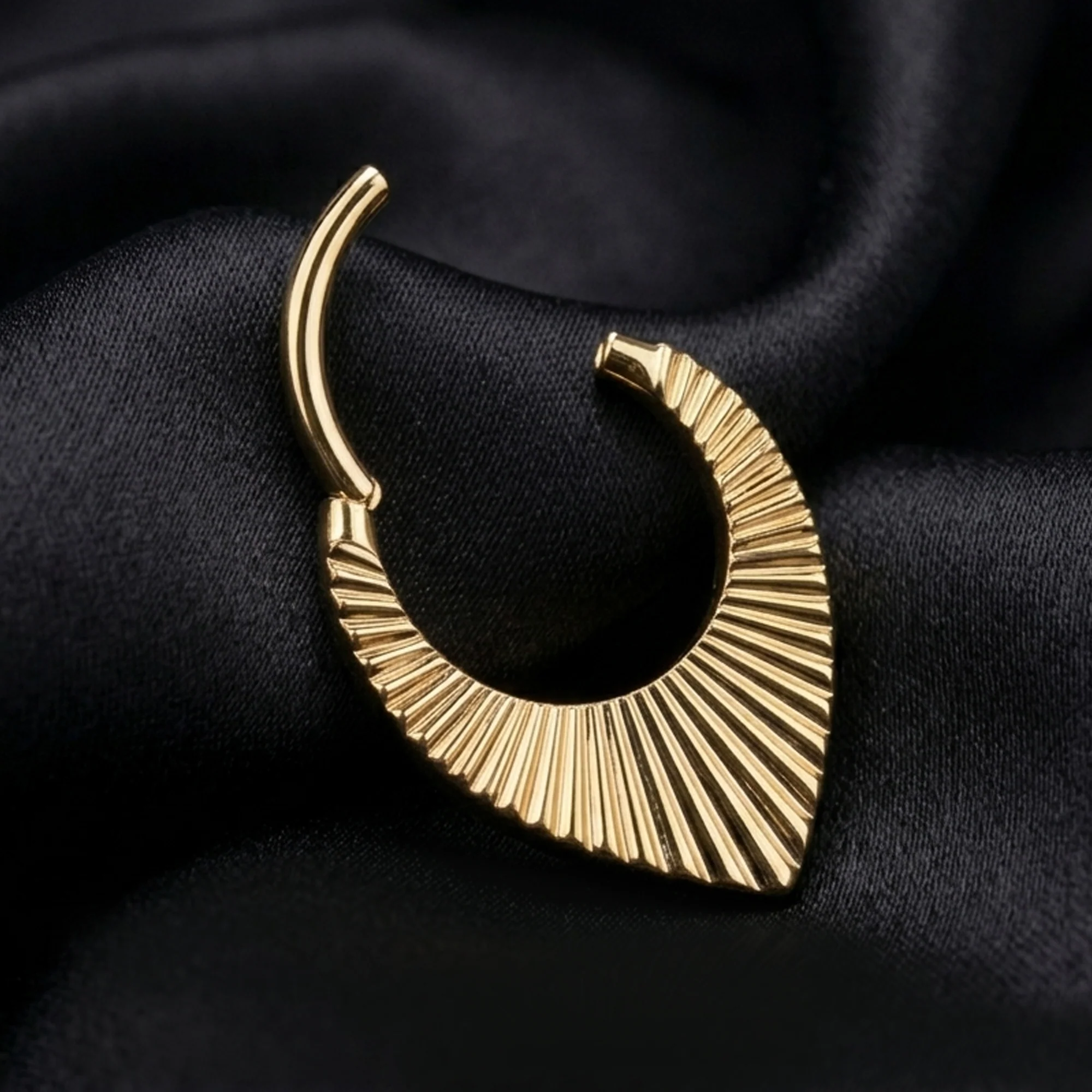 Implant Grade Titanium Golden Ray Chevron Teardrop Clicker Hoop Ring - Image 3