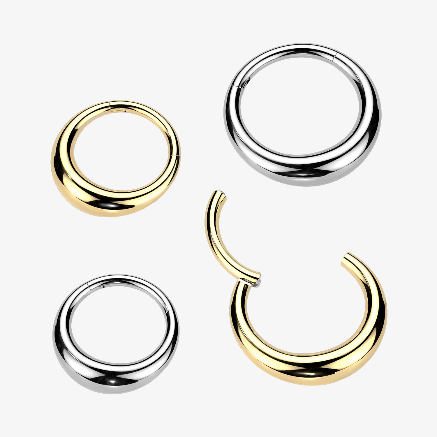Implant Grade Titanium Golden Smooth Hollow Crescent Clicker Hoop Ring - Image 2
