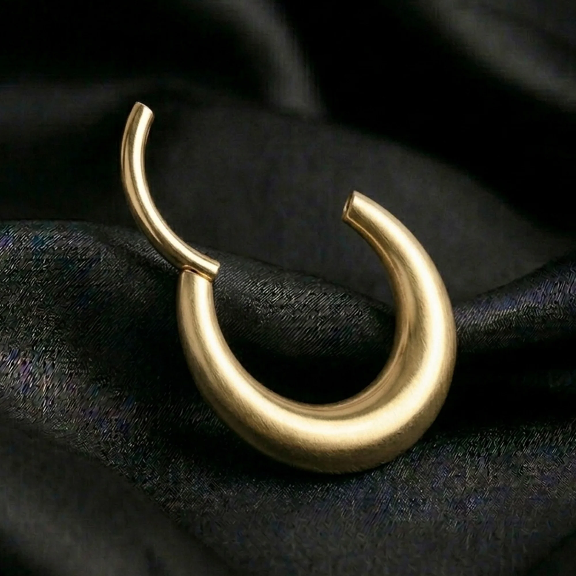 Implant Grade Titanium Golden Smooth Hollow Crescent Clicker Hoop Ring - Image 3