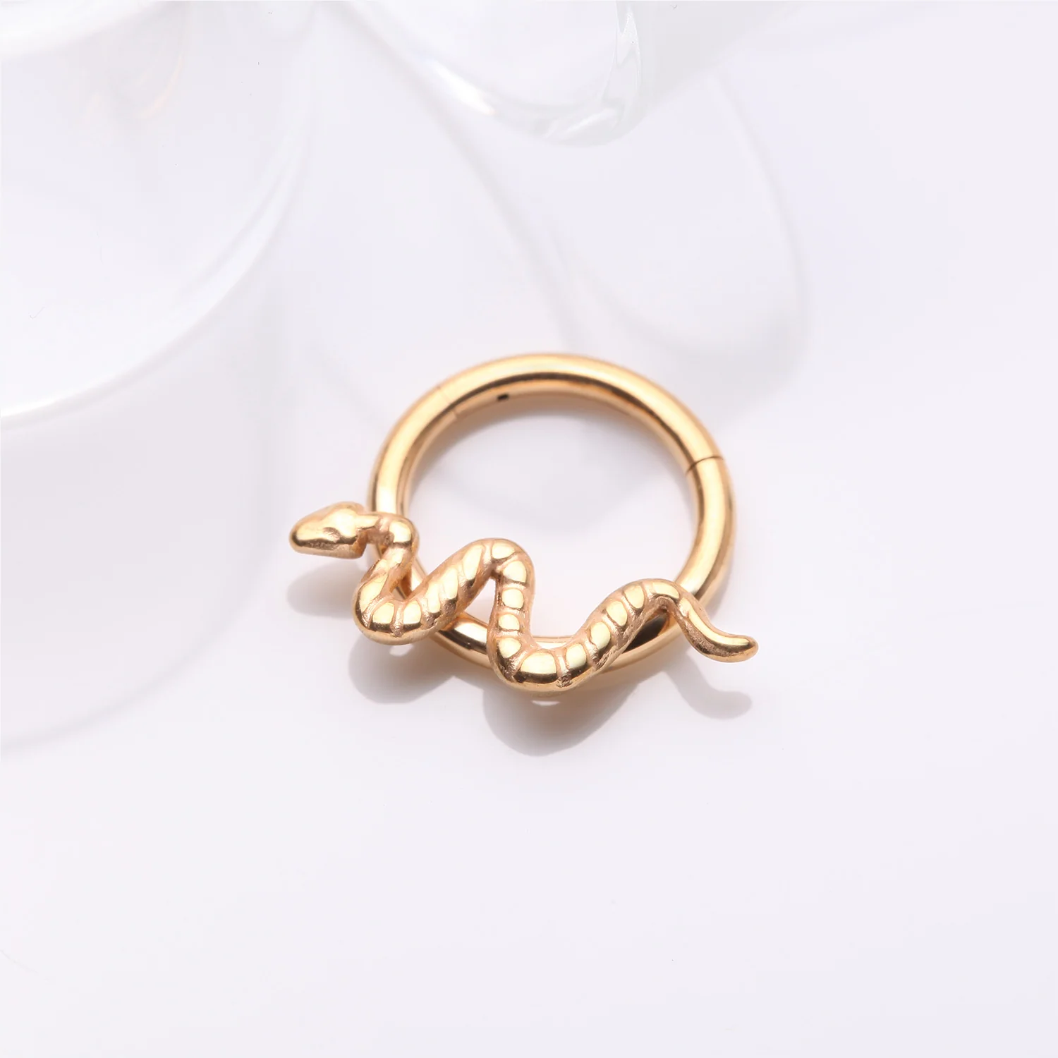 Implant Grade Titanium Golden Snake Swiggle Clicker Hoop Ring - Image 2