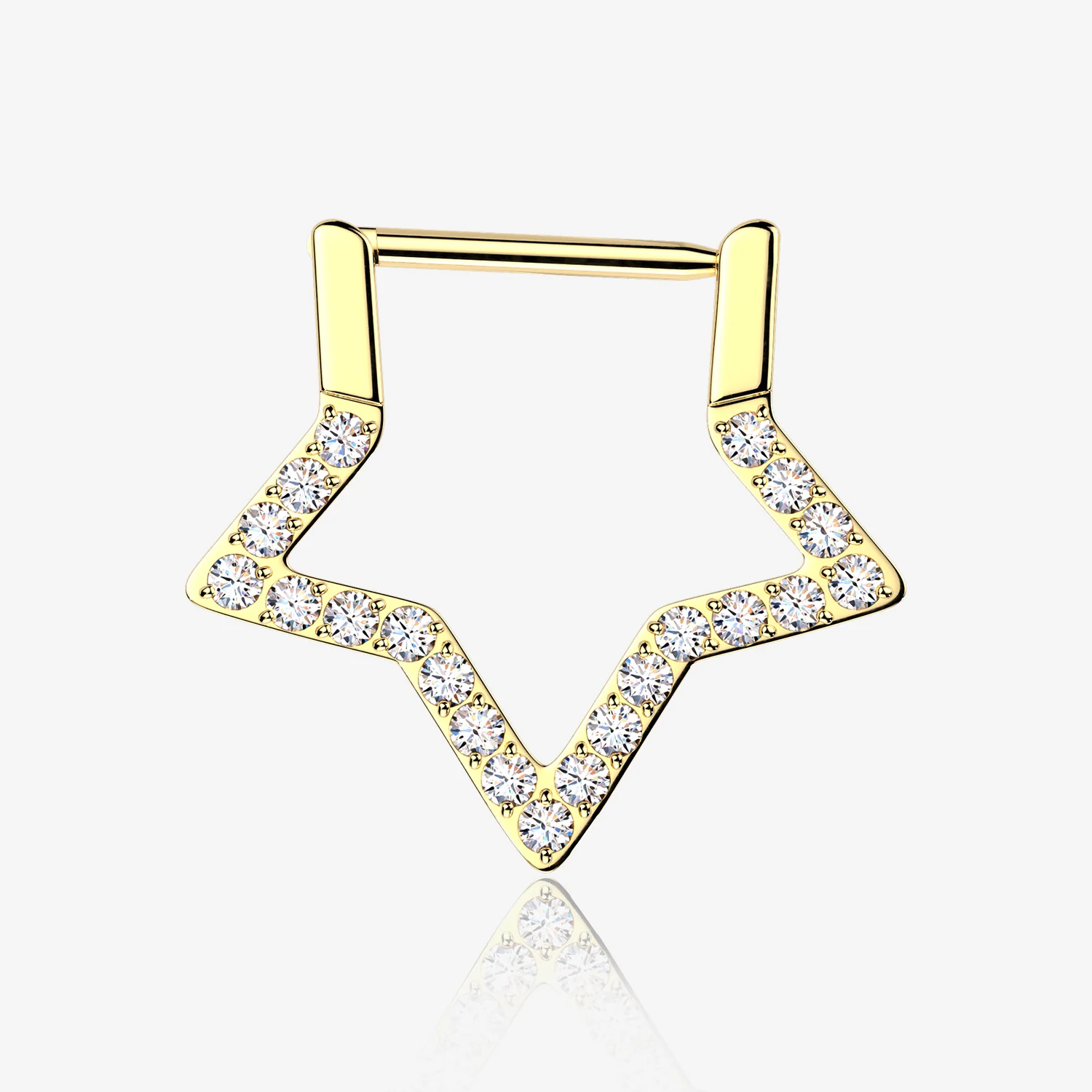 Implant Grade Titanium Golden Sparkle Hollow Star Clicker Hoop Ring