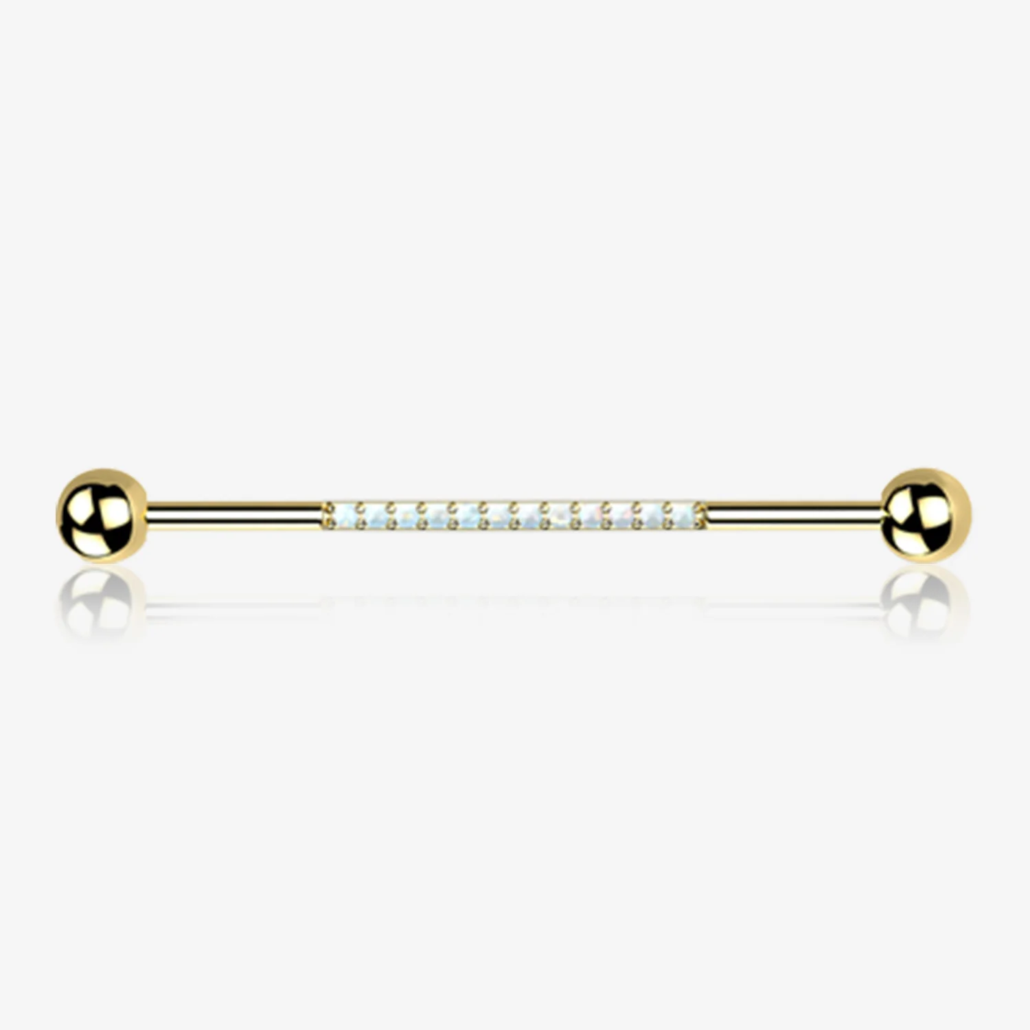 Implant Grade Titanium Golden Sparkle Lined Fire Opal Industrial Barbell