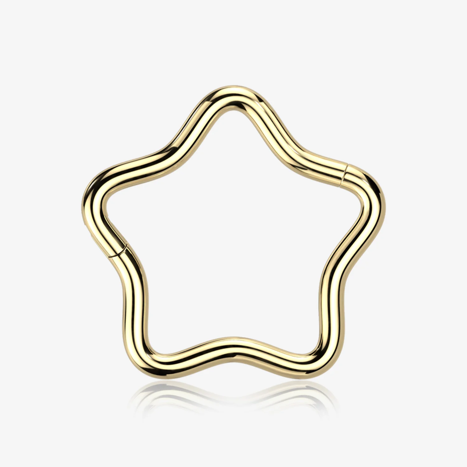 Implant Grade Titanium Golden Star Basic Geometric Clicker Hoop Ring