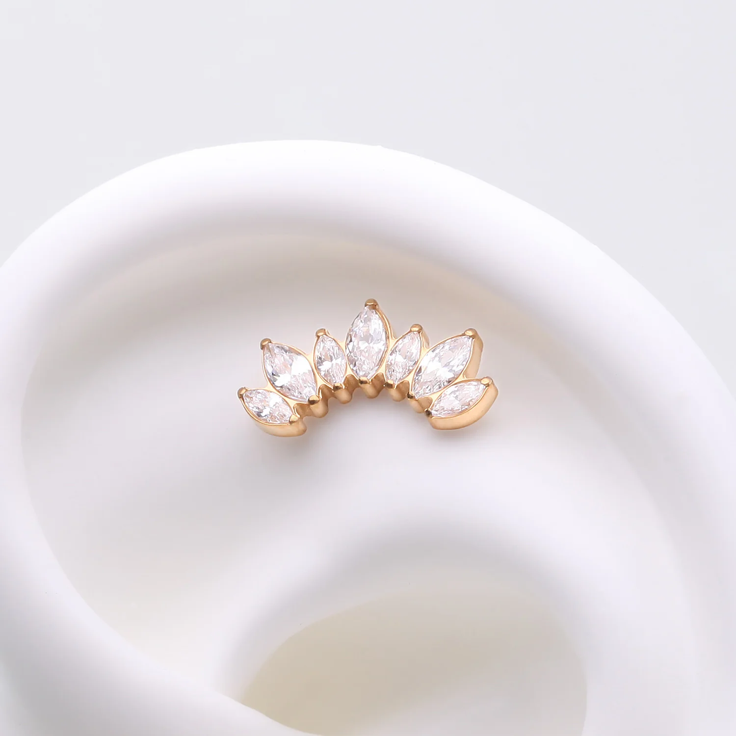 Implant Grade Titanium OneFit Threadless Golden Marquise Floral Journey Brilliance Top Part - Image 2