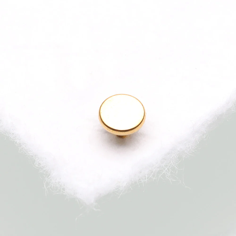Implant Grade Titanium OneFit Threadless Golden 4mm Base Flat Back Stud Labret Bar Part - Image 3