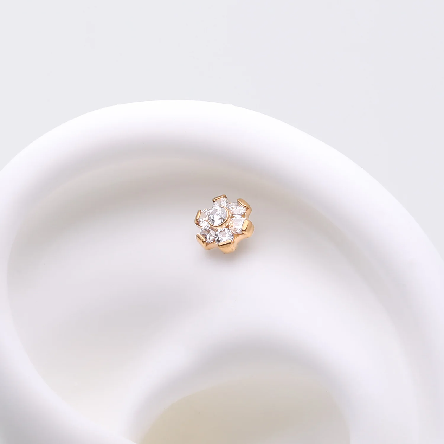 Implant Grade Titanium OneFit Threadless Golden Brilliant Sparkle Flower Top Part - Image 2