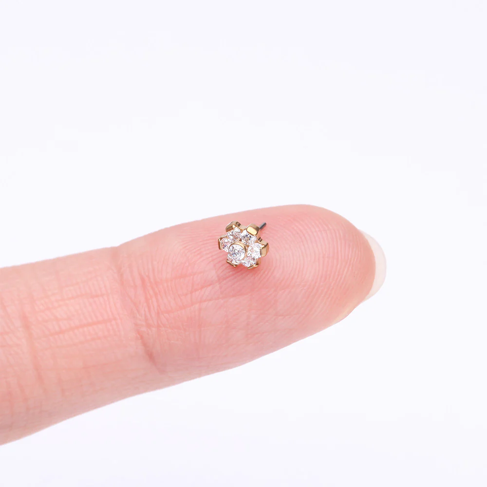 Implant Grade Titanium OneFit Threadless Golden Brilliant Sparkle Flower Top Part - Image 3