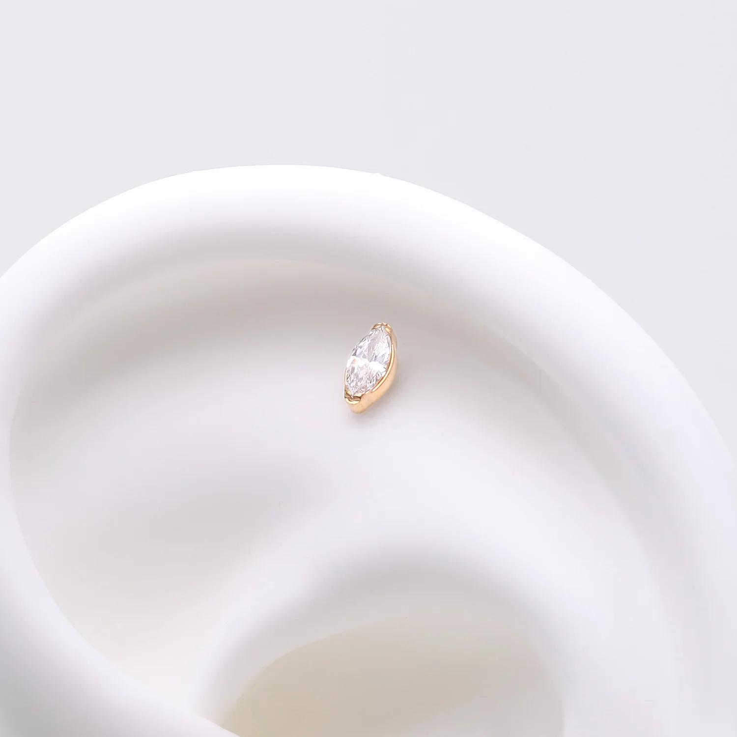 Implant Grade Titanium OneFit Threadless Golden Elegant Marquise Sparkle Top Part