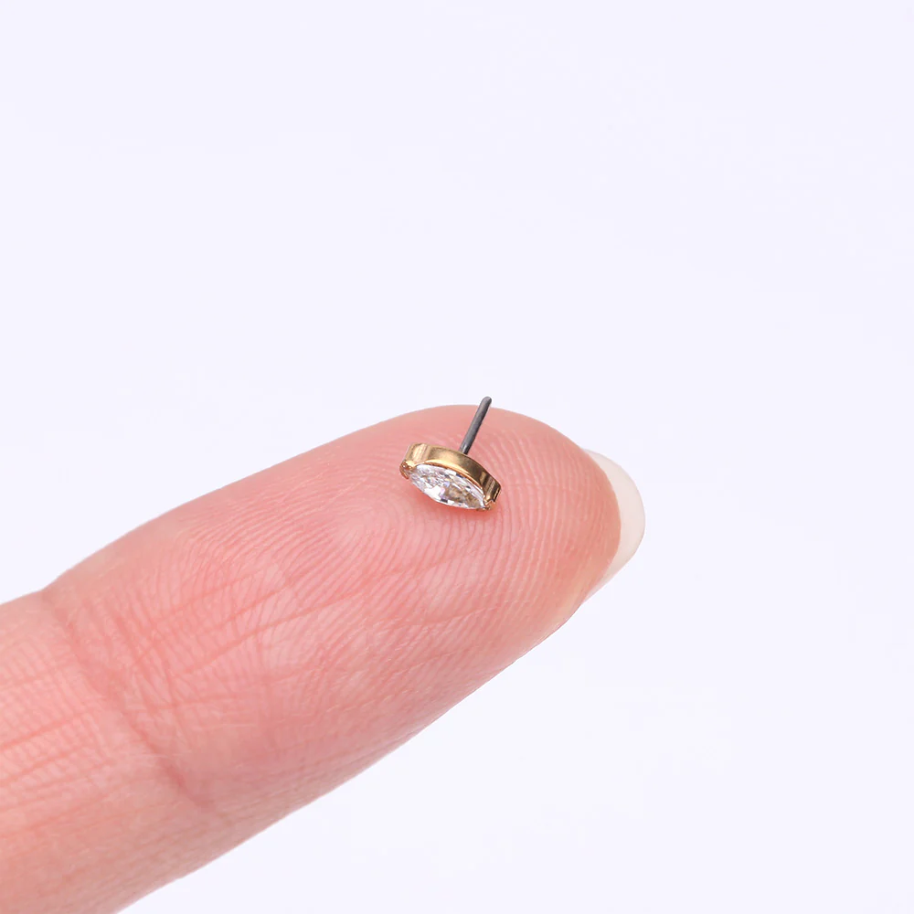 Implant Grade Titanium OneFit Threadless Golden Elegant Marquise Sparkle Top Part - Image 2