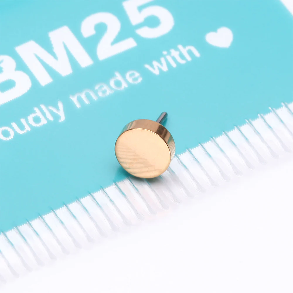 Implant Grade Titanium OneFit Threadless Golden Flat Round Top Part - Image 4