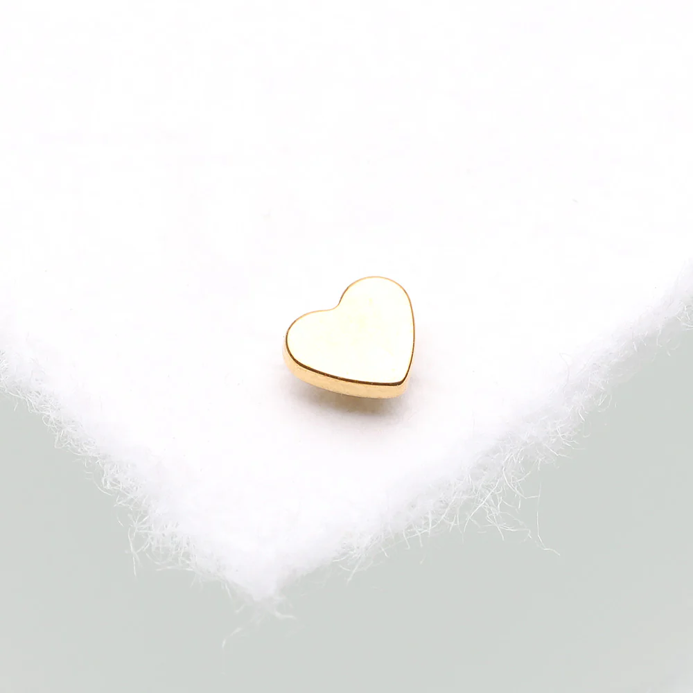 Implant Grade Titanium OneFit Threadless Golden Heart Base Flat Back Stud Labret Bar Part - Image 3
