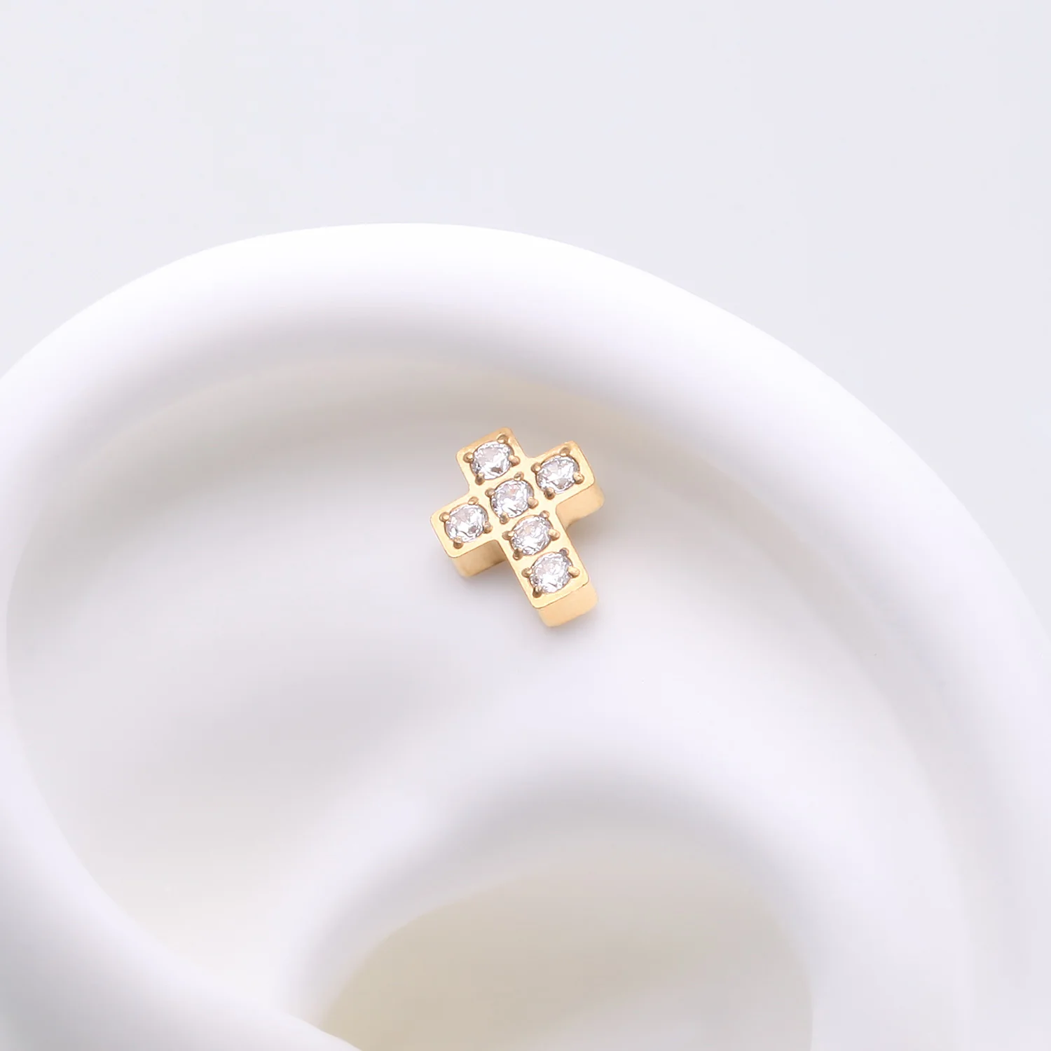 Implant Grade Titanium OneFit Threadless Golden Multi-Gem Cross Top Part - Image 2