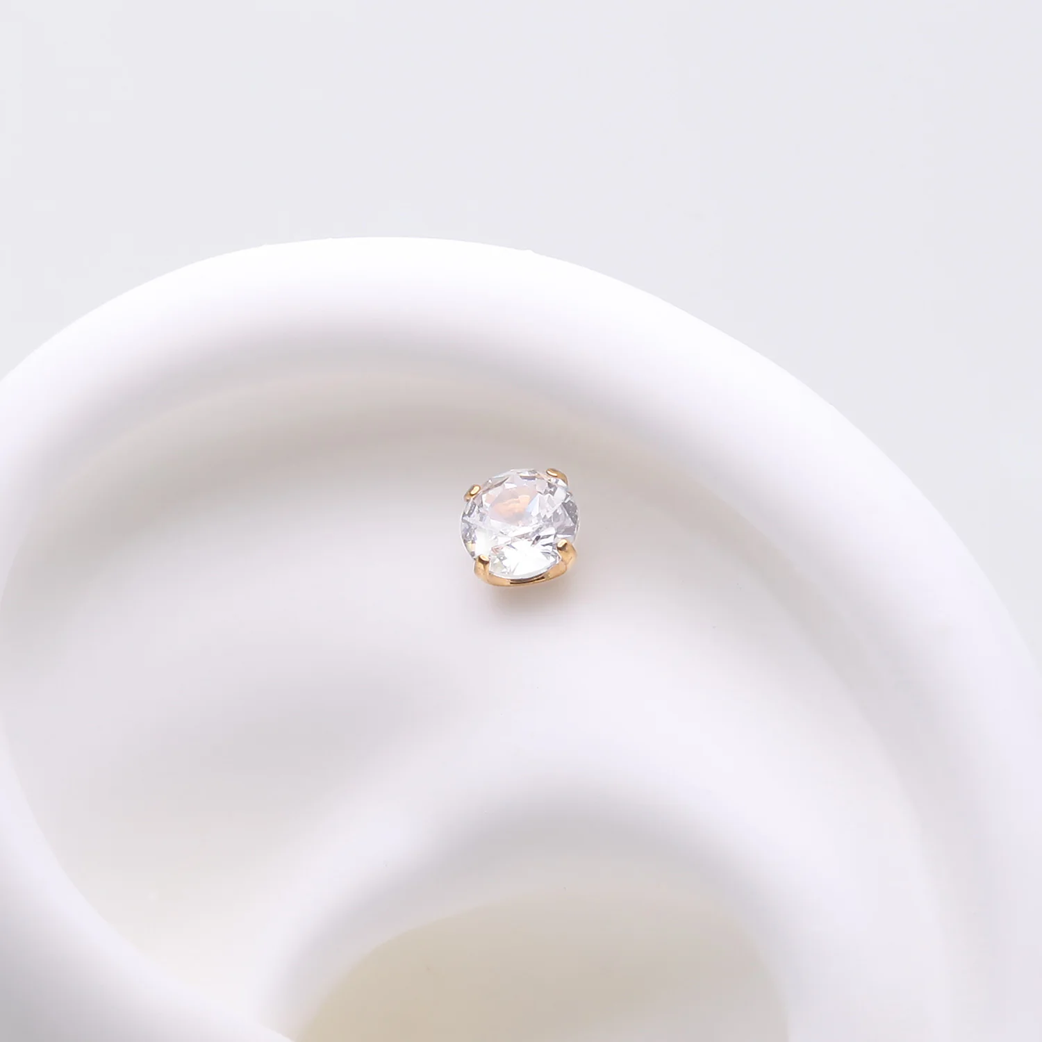 Implant Grade Titanium OneFit Threadless Golden Prong Claw Set Sparkle Gem Top Part - Image 2