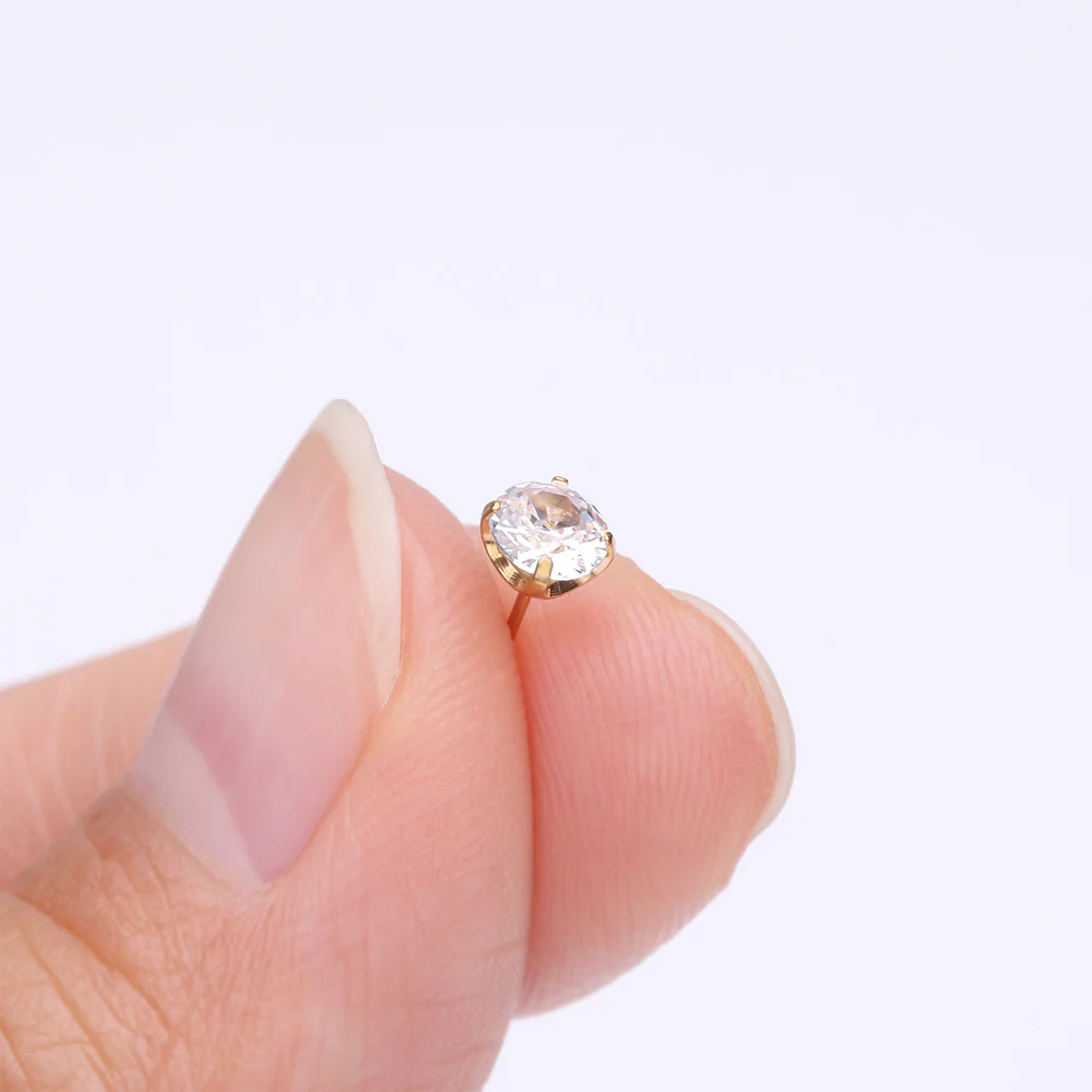 Implant Grade Titanium OneFit Threadless Golden Prong Claw Set Sparkle Gem Top Part - Image 3