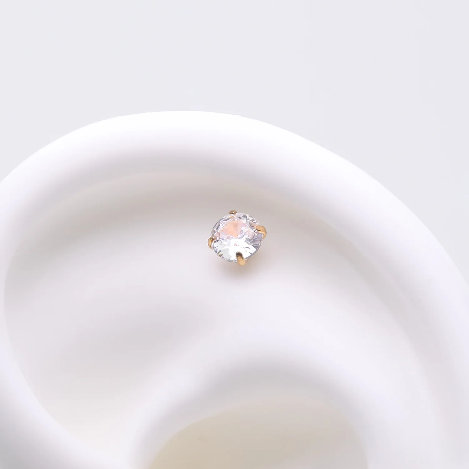 Implant Grade Titanium OneFit Threadless Golden Prong Set Sparkle Gem Top Part - Image 2