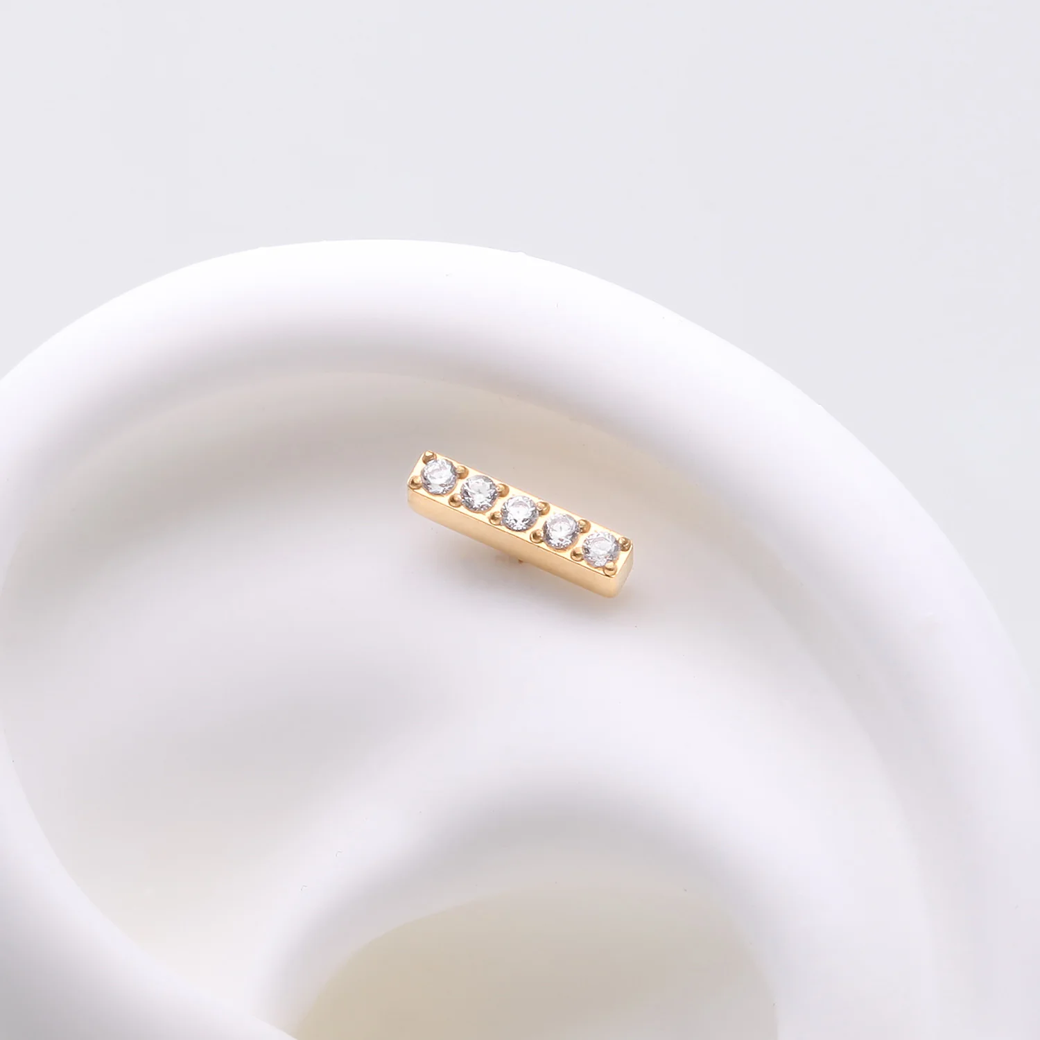 Implant Grade Titanium OneFit Threadless Golden Sparkle Lined Rectangle Top Part - Image 2