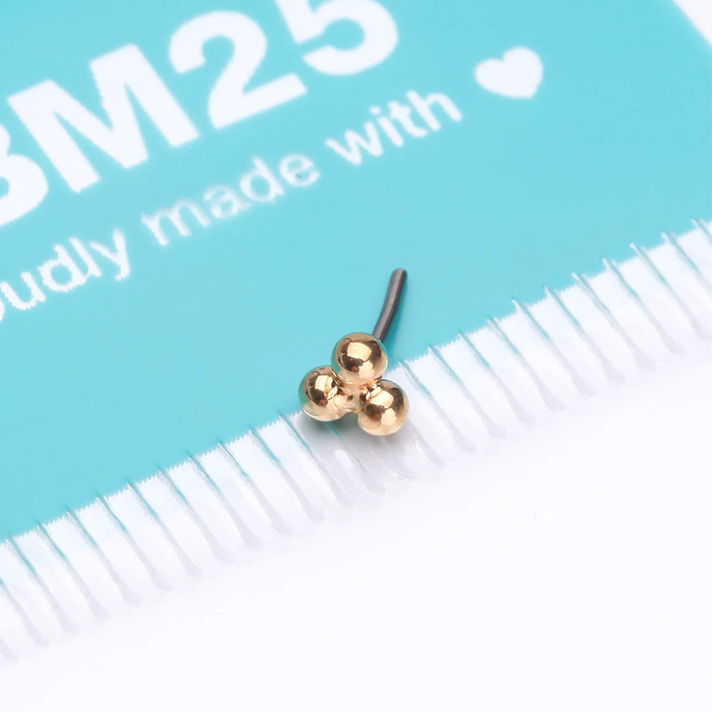 Implant Grade Titanium OneFit Threadless Golden Trinity Bali Beads Top Part - Image 4