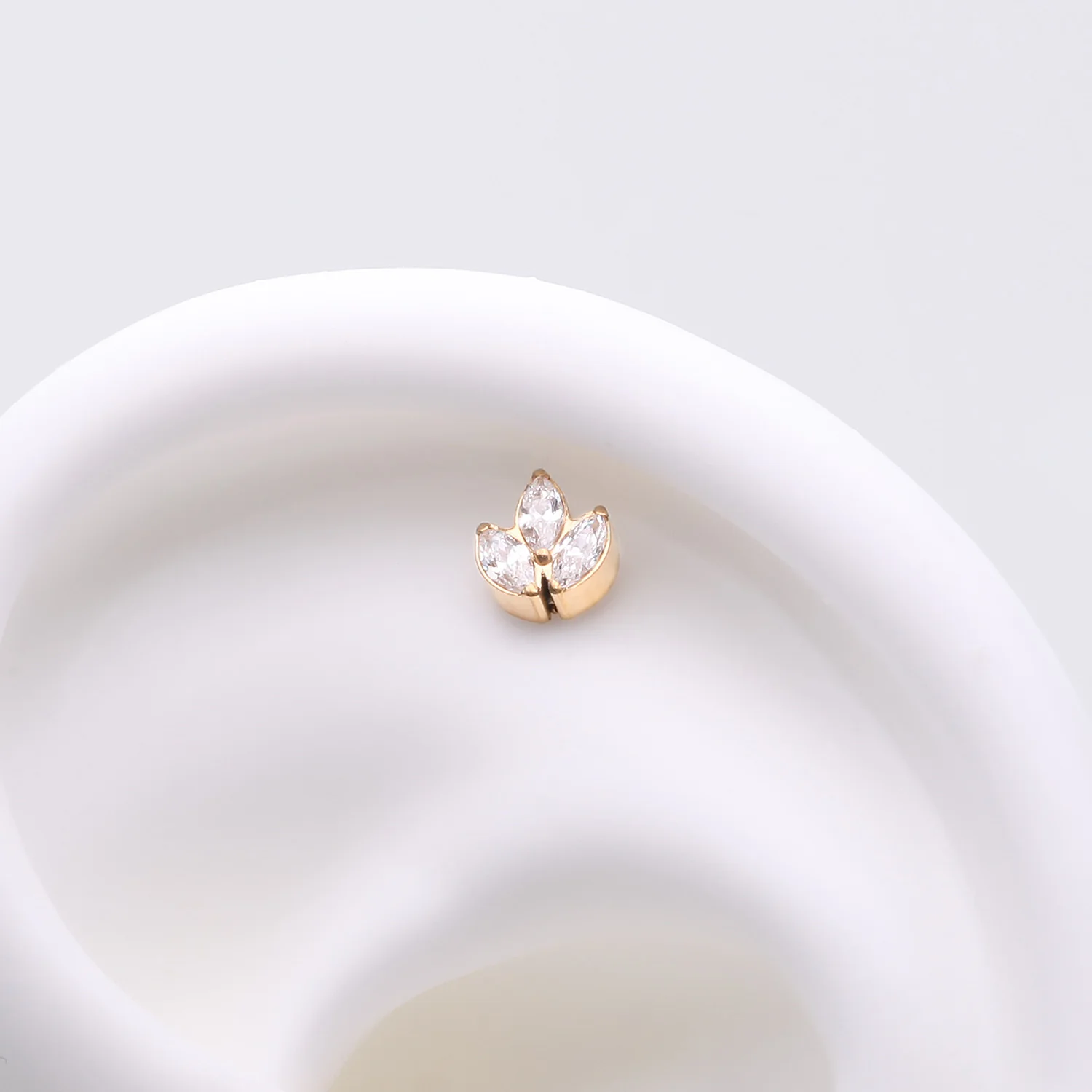 Implant Grade Titanium OneFit Threadless Golden Triple Marquise Sparkle Leaflet Top Part - Image 2