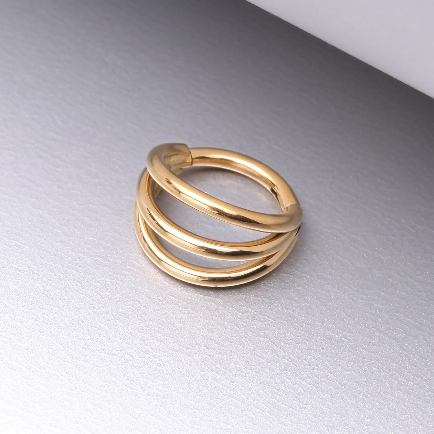 Implant Grade Titanium Golden Triple Row Hoops Steel Seamless Clicker Hoop Ring - Image 2